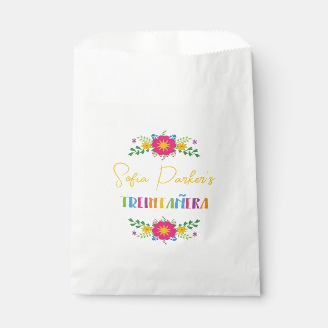 Mexican colourful Fiesta floral Treintañera  Favour Bags (Front)