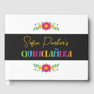 Mexican colourful Fiesta Quinceañera floral Guest Book