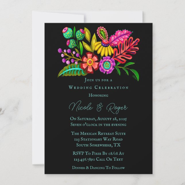 Mexican Colourful Flora Wedding Celebration Invitation (Front)