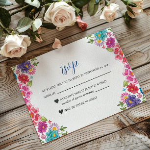 Mexican Colourful Floral Botanical Fiesta Wedding RSVP Card