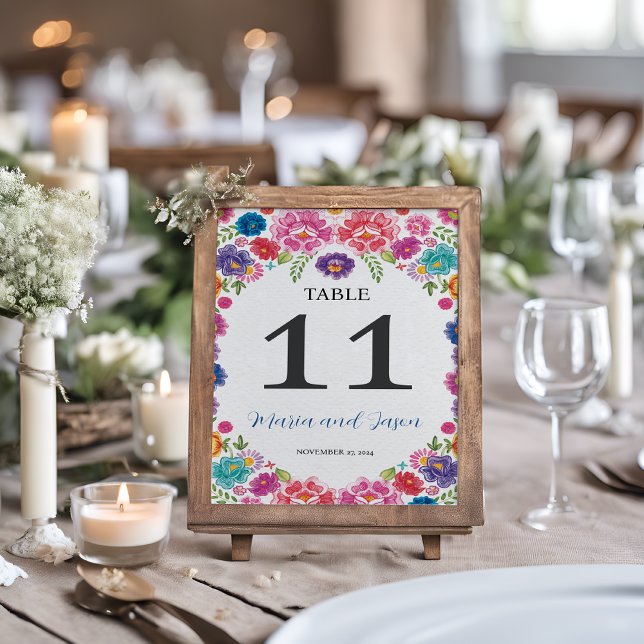 Mexican Colourful Floral Botanical Fiesta Wedding Table Number (Mexican Colorful Floral Botanical Fiesta Wedding Table Number)