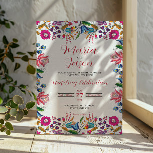 Mexican Colourful Floral Botanical Modern Wedding Invitation