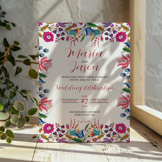 Mexican Colourful Floral Botanical Modern Wedding Invitation (Mexican Colorful Floral Botanical Modern Wedding Invitation)