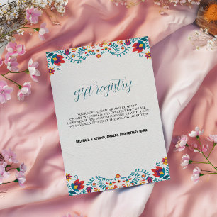 Mexican Colourful Floral Wedding Gift Registry Car