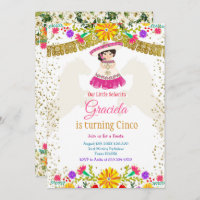 Mexican Colourful Flowers with Gold Glitter
