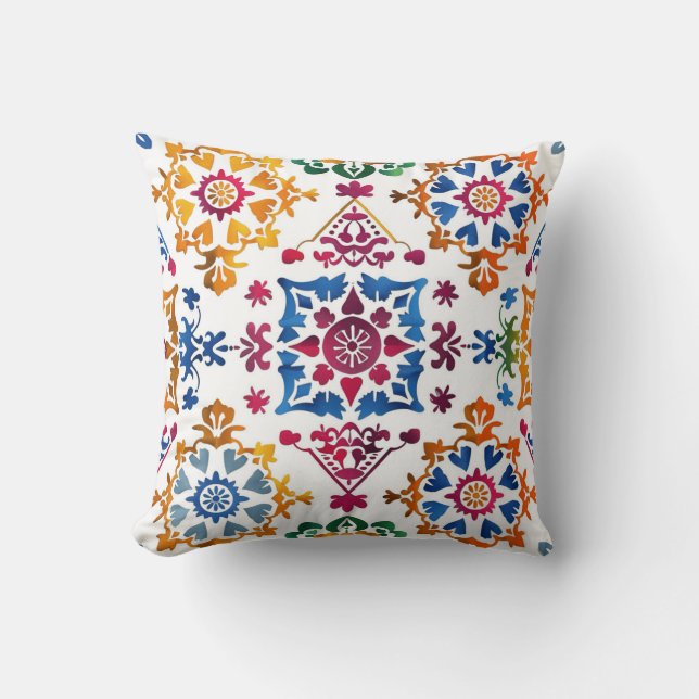 Mexican Colourful Star Tile Cushion (Front)