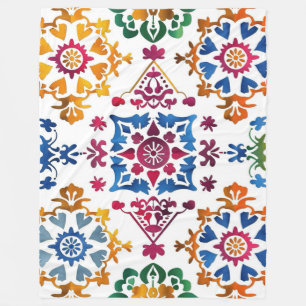Mexican Colourful Star Tile Fleece Blanket