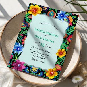 Mexican colourful watercolor wedding invitation