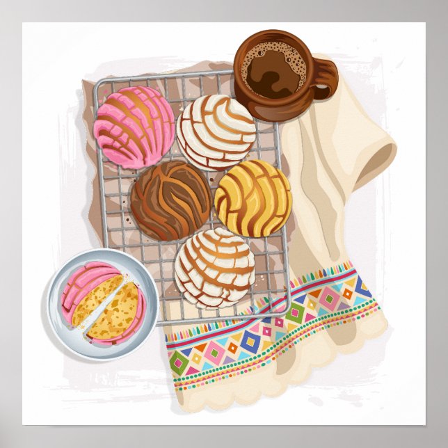 Mexican Conchas Pan Dulce & Champurrado  Poster (Front)