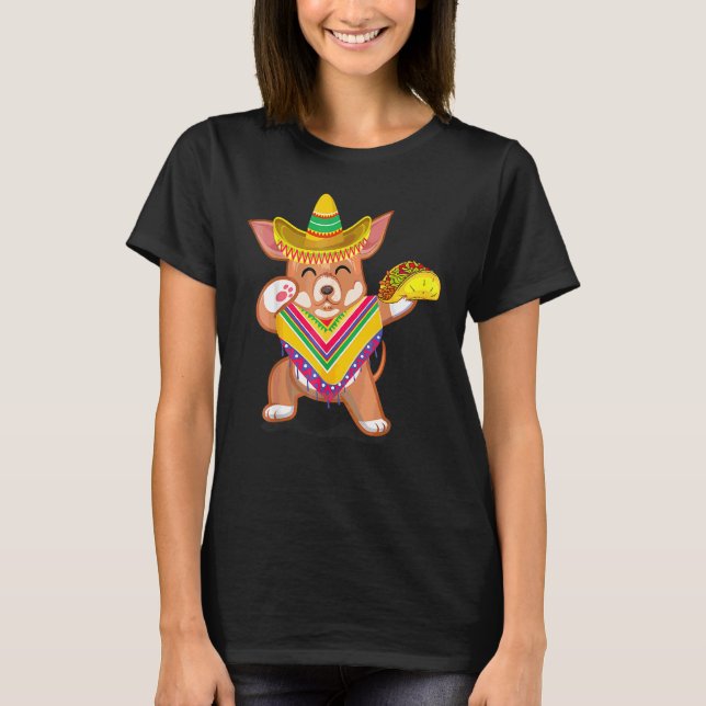 Mexican Dabbing Chihuahua Cinco De Mayo Poncho Som T-Shirt (Front)