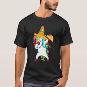 Mexican Dabbing Unicorn Cinco De Mayo Poncho Sombr T-Shirt