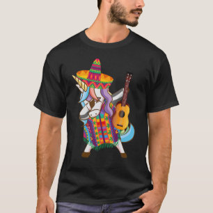 Mexican Dabbing Unicorn Cinco De Mayo Poncho Sombr T-Shirt