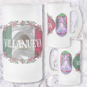 Mexican Dancer & Flag 0175 Frosted Glass Beer Mug