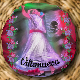 Mexican Dancer  & Roses 0175 Round Cushion