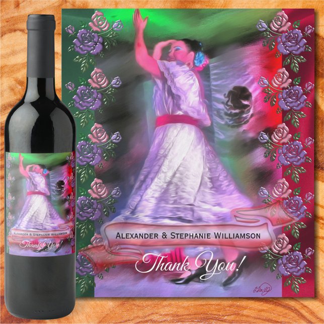 Mexican Dancer Thank You 0175 Wine Label (Creator Uploaded)