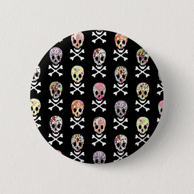 Mexican Day of Dead Skull Crossbones 6 Cm Round Badge (Front)