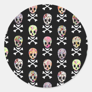 Mexican Day of Dead Skull Crossbones Classic Round Sticker