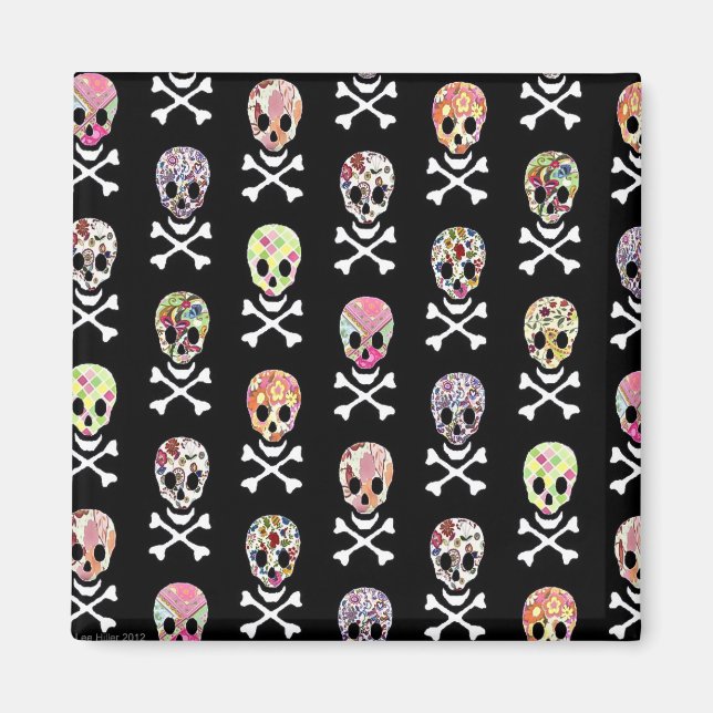 Mexican Day of Dead Skull Crossbones Magnet (Front)