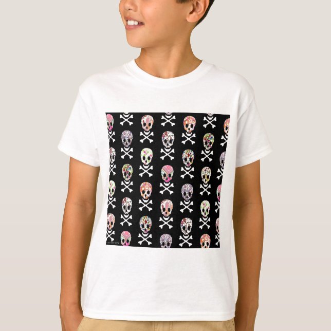 Mexican Day of Dead Skull Crossbones T-Shirt (Front)