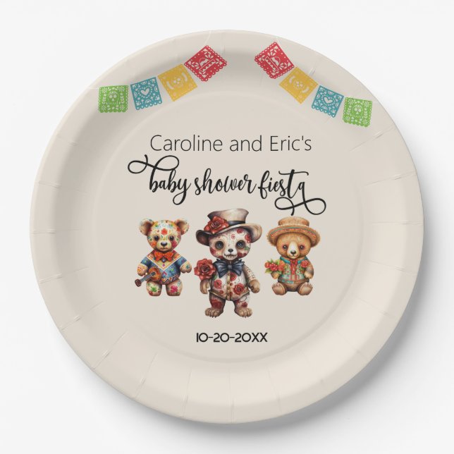 Mexican Day of the Dead Baby Shower Paper Plate (Front)