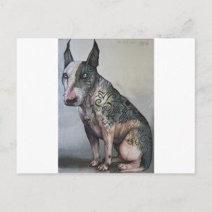 Mexican day of the dead bull terrier postcard