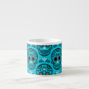 Mexican Day of the Dead Calavera Floral Skull Folk Espresso Cup