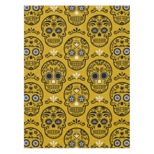 Mexican Day of the Dead Calavera Floral Skull Folk Tablecloth