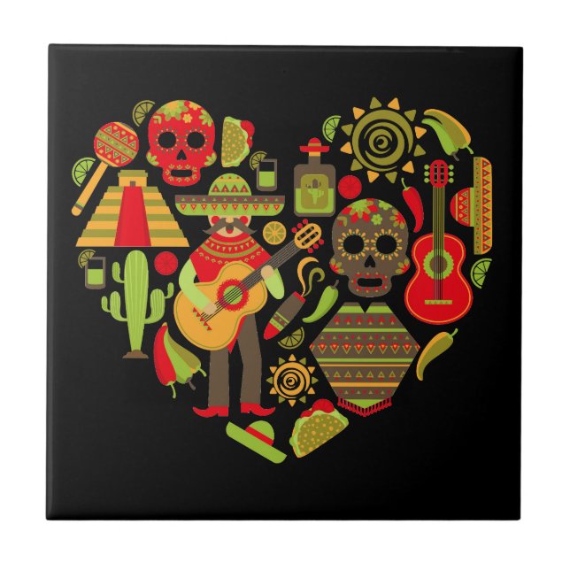 Mexican day of the dead Mexico Tile (Front)