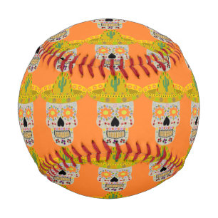 Mexican Day of the Dead Skull Baseball