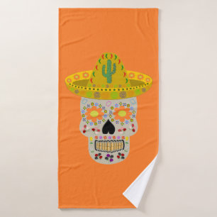 Mexican Day of the Dead Skull  Bath Towel