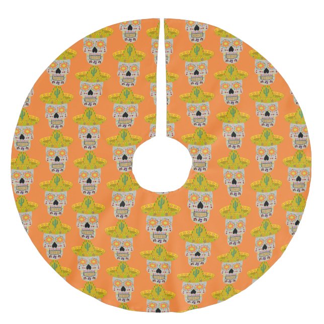 Mexican Day of the Dead Skull  Brushed Polyester Tree Skirt (Front)