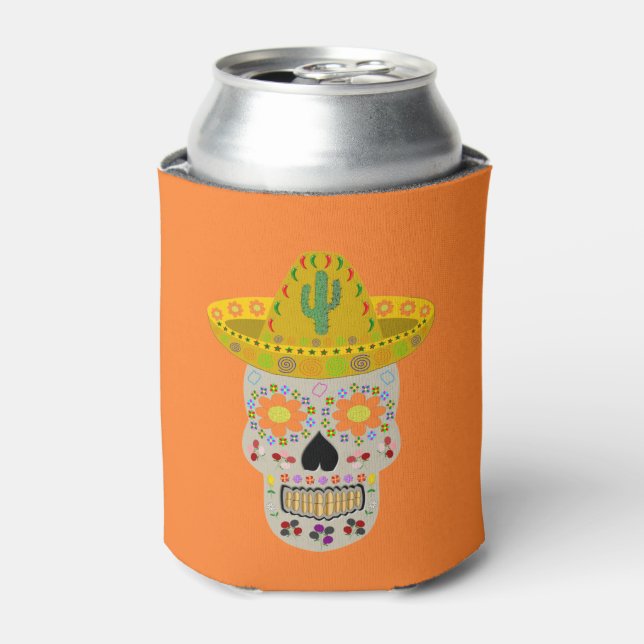 Mexican Day of the Dead Skull  Can Cooler (Can Front)