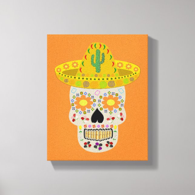 Mexican Day of the Dead Skull  Canvas Print (Front)