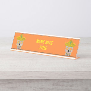 Mexican Day of the Dead Skull Custom Desk Name Plate