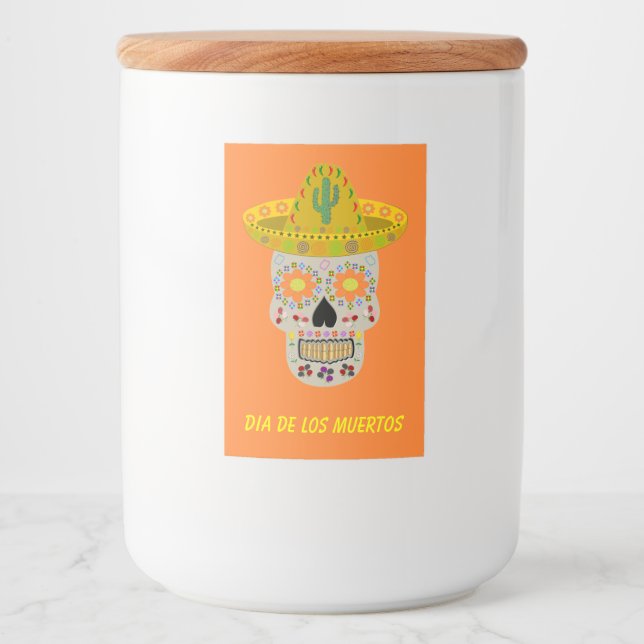 Mexican Day of the Dead Skull Custom Food Label (Front)