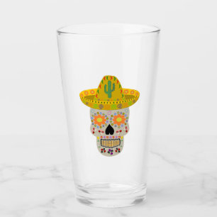 Mexican Day of the Dead Skull  Glass
