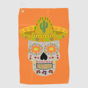 Mexican Day of the Dead Skull Golf Towel