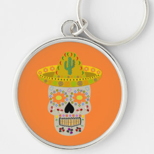 Mexican Day of the Dead Skull  Key Ring