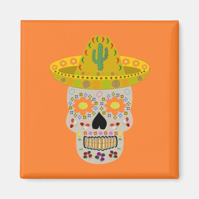 Mexican Day of the Dead Skull  Magnet (Front)