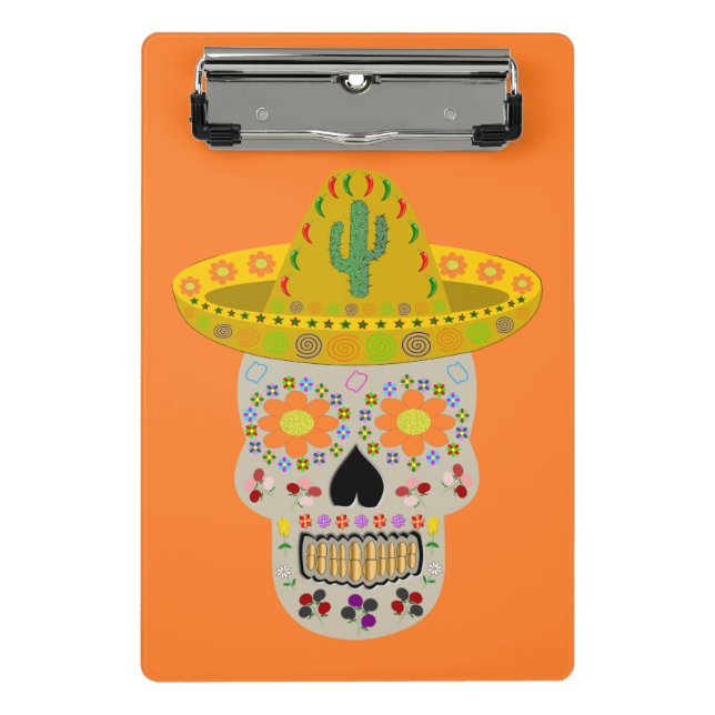 Mexican Day of the Dead Skull  Mini Clipboard (Front)