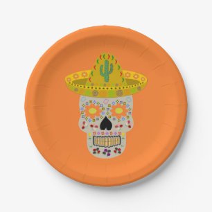 Mexican Day of the Dead Skull Paper Plate