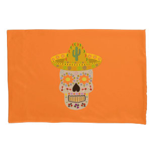 Mexican Day of the Dead Skull Pillowcase
