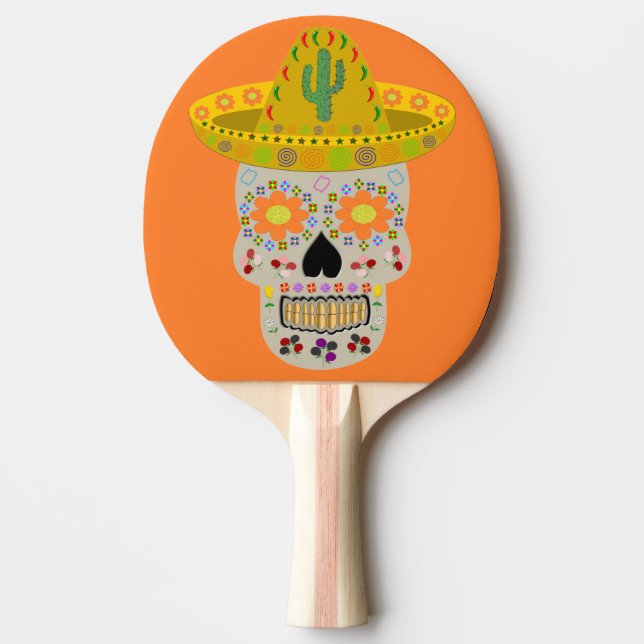 Mexican Day of the Dead Skull  Ping Pong Paddle (Front)