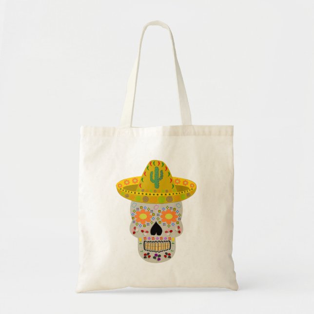 Mexican Day of the Dead Skull  Tote Bag (Front)