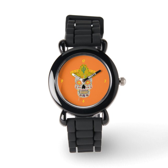 Mexican Day of the Dead Skull  Watch (Front)