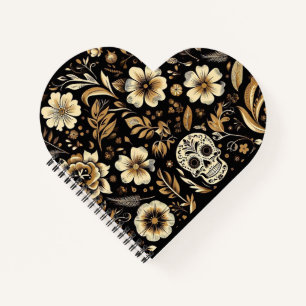 mexican dead and floral black art notebook