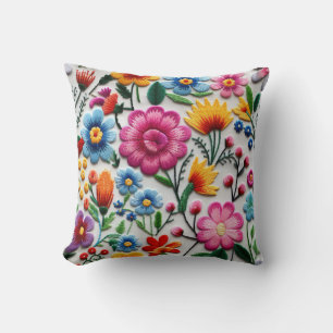 Mexican Decorative Pillows Colourful Flowers
