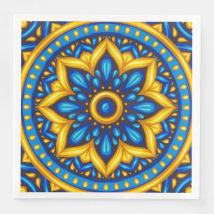 Mexican Design of Blue and Yellow Napkin