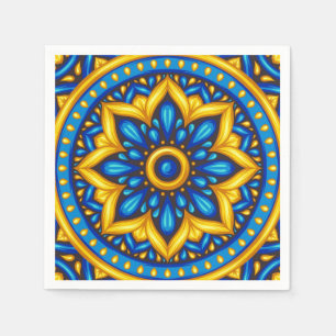 Mexican Design of Blue and Yellow  Napkin