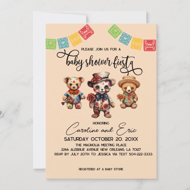 Mexican Día de los  Muertos Baby Shower Fiesta Invitation (Front)